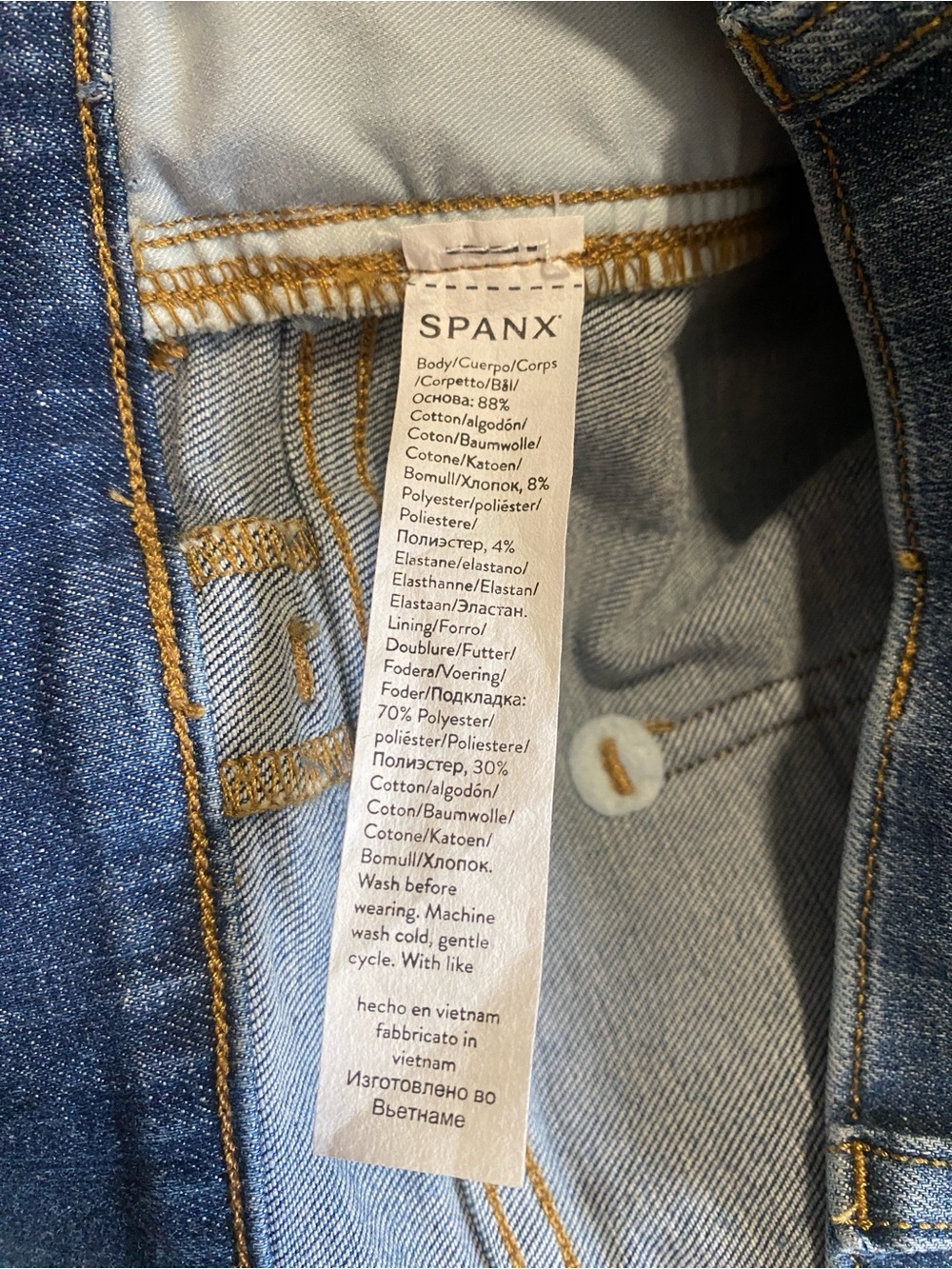 NWT Spanx Cropped Wide Leg Jeans In Shaded Blue - Size M - Picture 10 of 11